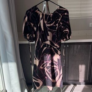 Ted Baker London Elegant Black and Pink Long Sleeve Dress